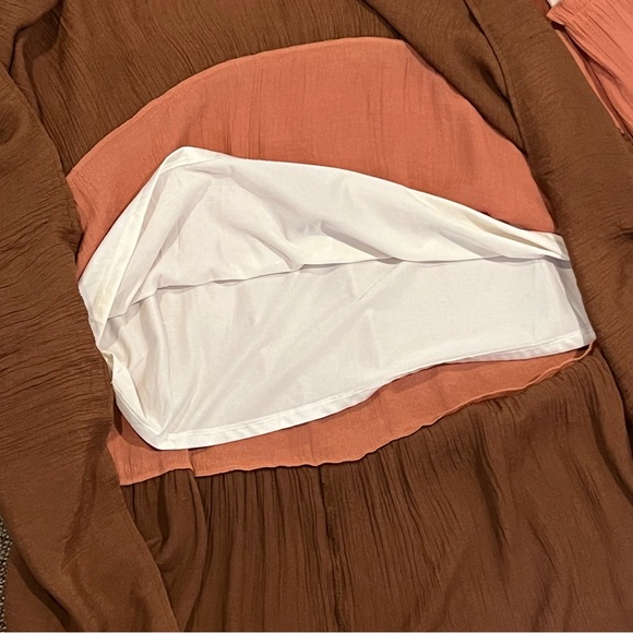 BLUE PEPPER long maxi dress size large gauze adjustable straps flowy lined - Picture 8 of 9